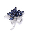 YouBella Jewellery Latest Stylish Crystal Unisex Floral Shape Silver Plated Brooch for Women/Girls/Men